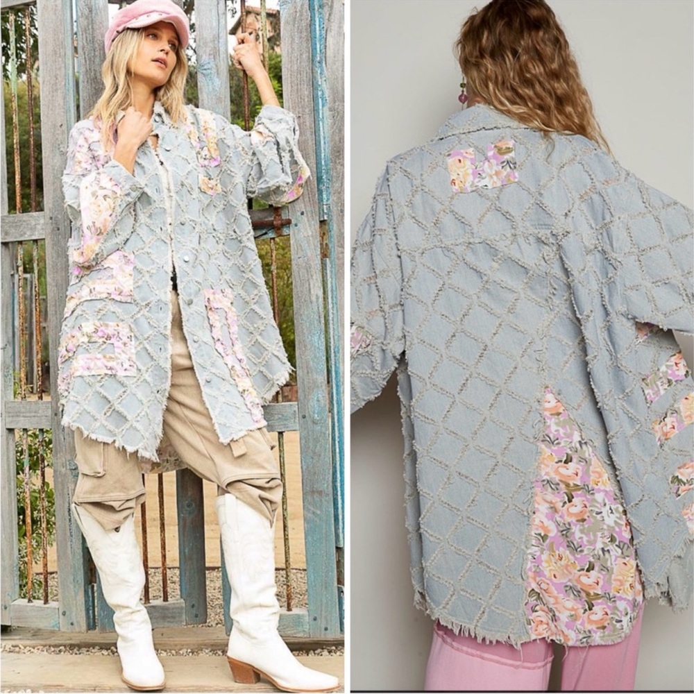 POL Pastel Patchwork Jacket L NWOT measurements o… - image 2